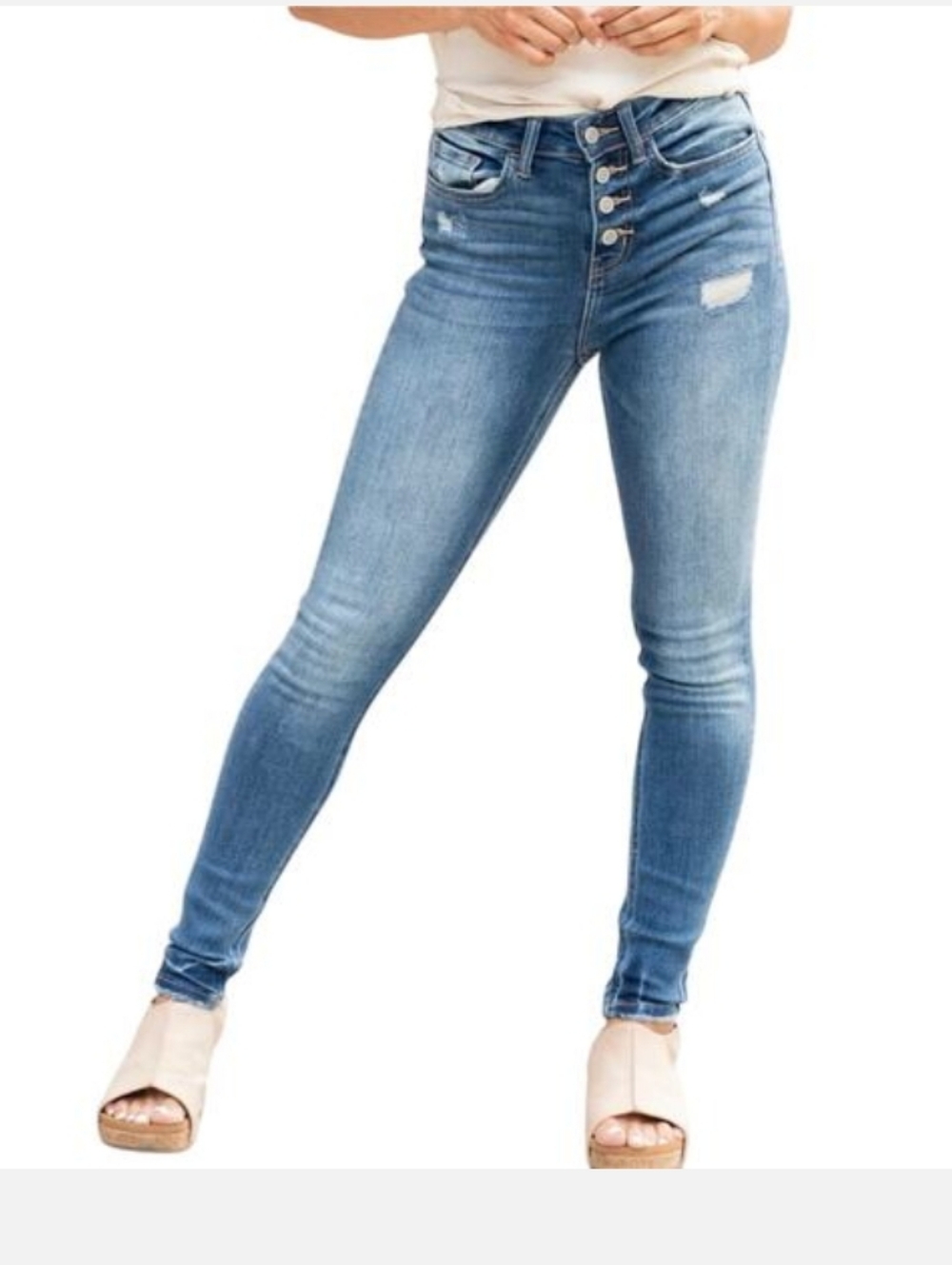 Flying Monkey Distressed High Rise Button Fly Stretch Skinny Jeans Y3536 Size 26